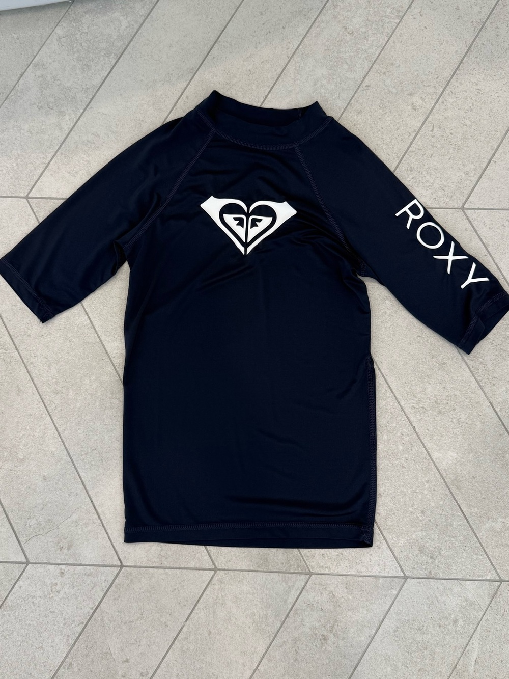 Roxy Navy Blue Girls Rashguard with White Logo